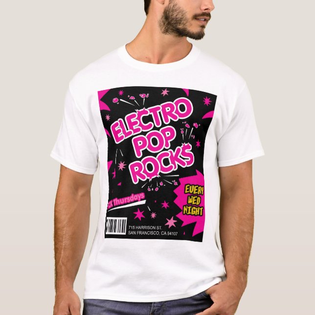 Électro T-shirt de rose de sucrerie de roches de (Devant)