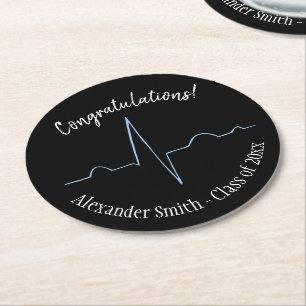 Electrocardiogram Round Paper Coaster