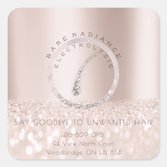 Electrolysis Hair Removal Adress Rose Gray1 Square Sticker (Front)