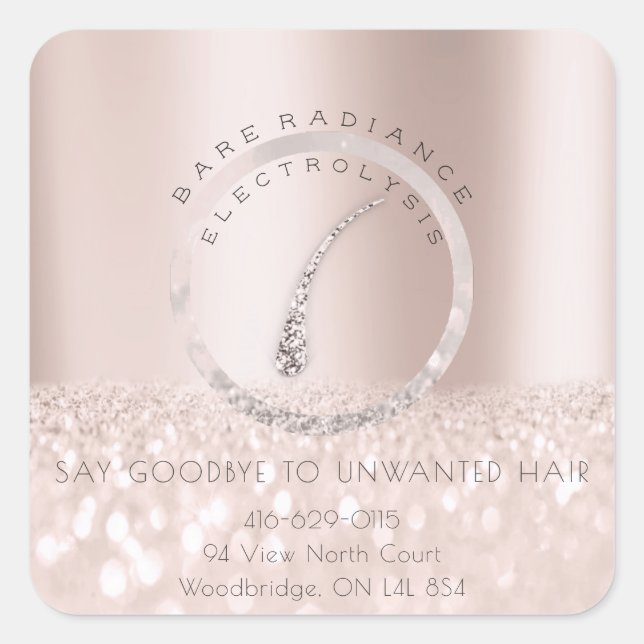 Electrolysis Hair Removal Adress Rose Gray2 Square Sticker (Front)