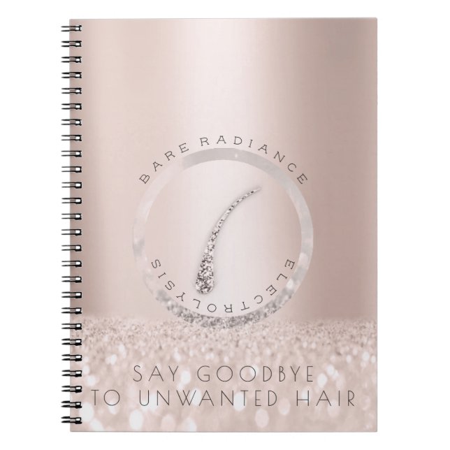 Electrolysis Hair Removal Rose Logo Glitter Brand Notebook (Front)