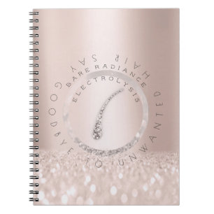 Electrolysis Hair Removal Rose Logo Glitter Spark Notebook