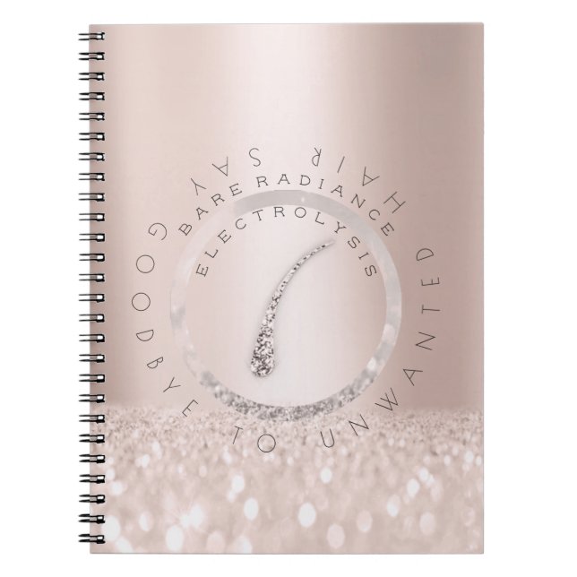 Electrolysis Hair Removal Rose Logo Glitter Spark Notebook (Front)