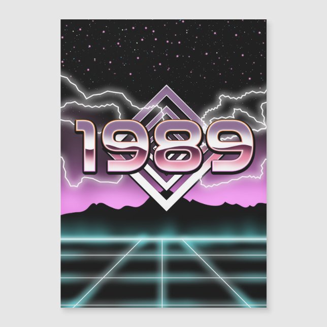 Electronic 1989 photo print classic round sticker  magnetic invitation (Front)