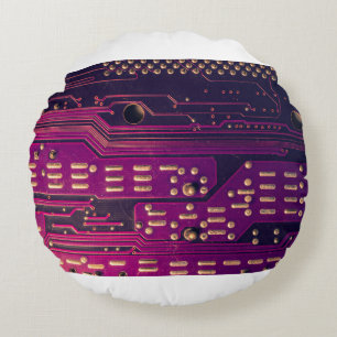 Electronic circuit board abstract background. comp round pillow