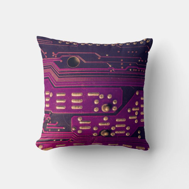 Electronic circuit board abstract background. comp throw pillow (Front)