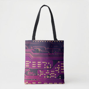Electronic circuit board abstract background. comp tote bag