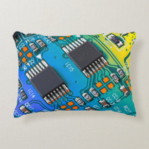 Electronic circuit board close up. background,boar accent pillow