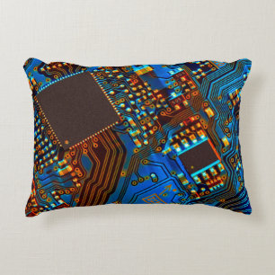 Electronic circuit board close up. background,boar accent pillow