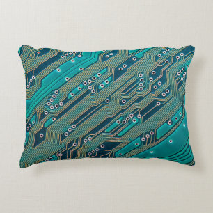Electronic circuit board close up. background,boar accent pillow