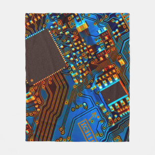 Electronic circuit board close up. background,boar fleece blanket