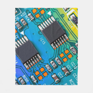 Electronic circuit board close up. background,boar fleece blanket