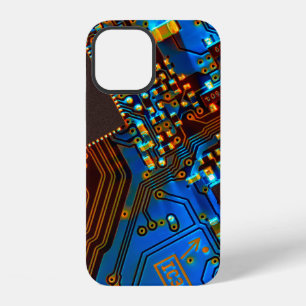 Electronic circuit board close up. background,boar iPhone 12 case