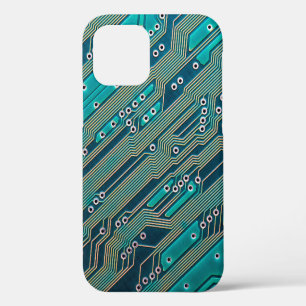 Electronic circuit board close up. background,boar iPhone 12 case