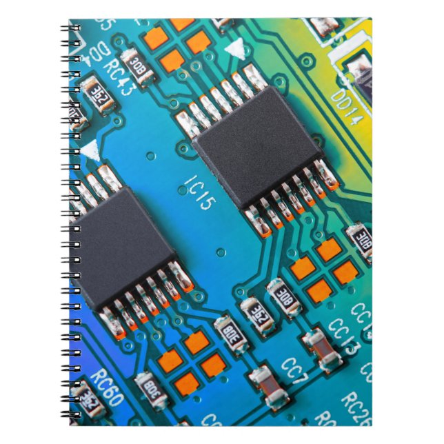 Electronic circuit board close up. background,boar notebook (Front)