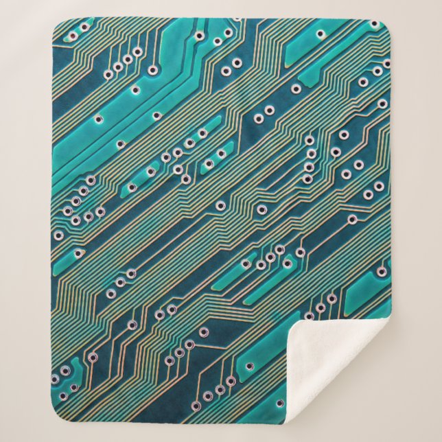 Electronic circuit board close up. background,boar sherpa blanket (Front)