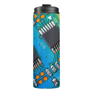 Electronic circuit board close up. background,boar thermal tumbler