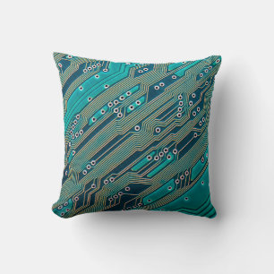 Electronic circuit board close up. background,boar throw pillow