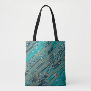Electronic circuit board close up. background,boar tote bag