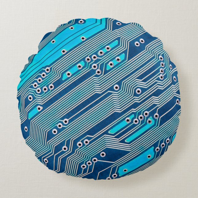 Electronic circuit board close up. circuit,board,b round pillow (Front)