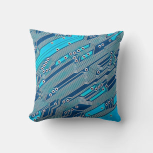 Electronic circuit board close up. circuit,board,b throw pillow