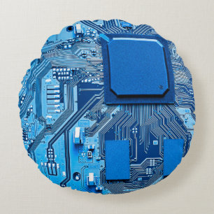 Electronic circuit board close up. circuit,board,s round pillow