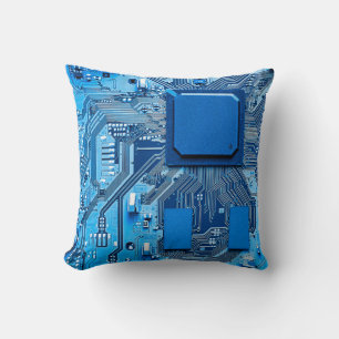 Electronic circuit board close up. circuit,board,s throw pillow