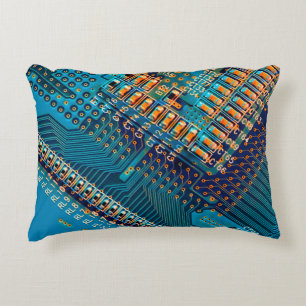 Electronic circuit board close up. computer,semico accent pillow