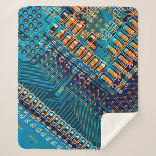 Electronic circuit board close up. computer,semico sherpa blanket
