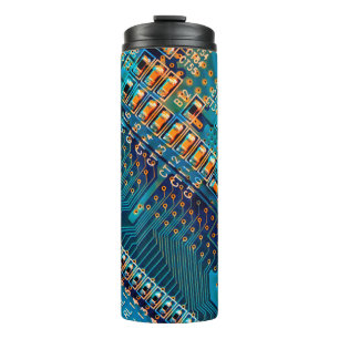 Electronic circuit board close up. computer,semico thermal tumbler