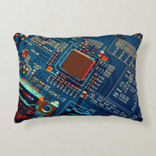 Electronic circuit board close up. electronic,micr accent pillow