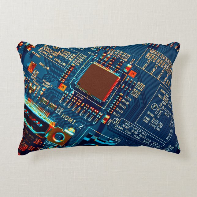 Electronic circuit board close up. electronic,micr accent pillow (Front)