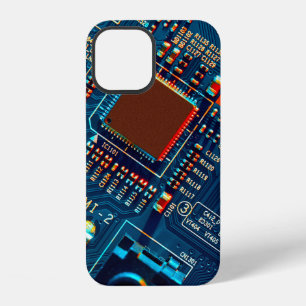 Electronic circuit board close up. electronic,micr iPhone 12 case