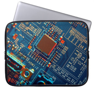 Electronic circuit board close up. electronic,micr laptop sleeve
