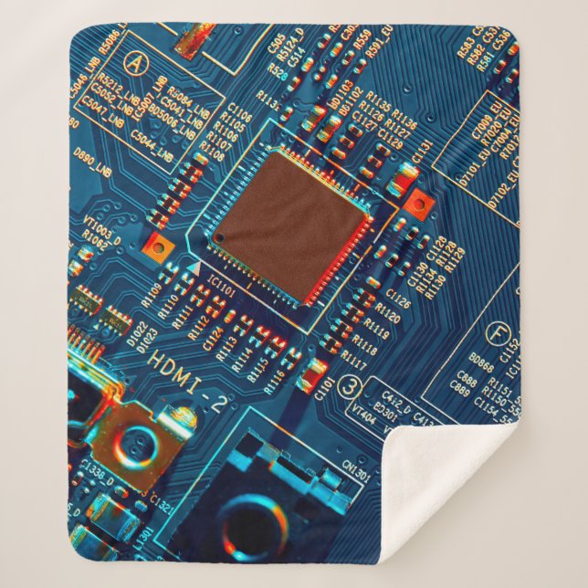 Electronic circuit board close up. electronic,micr sherpa blanket (Front)