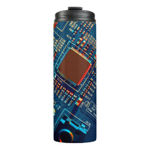 Electronic circuit board close up. electronic,micr thermal tumbler