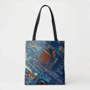 Electronic circuit board close up. electronic,micr tote bag