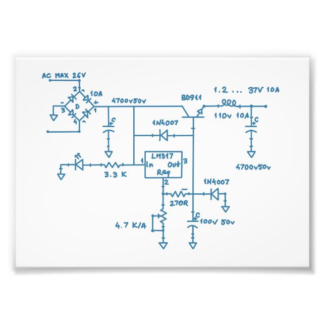 electronic circuit scheme technology blueprint gee photo print (Front)