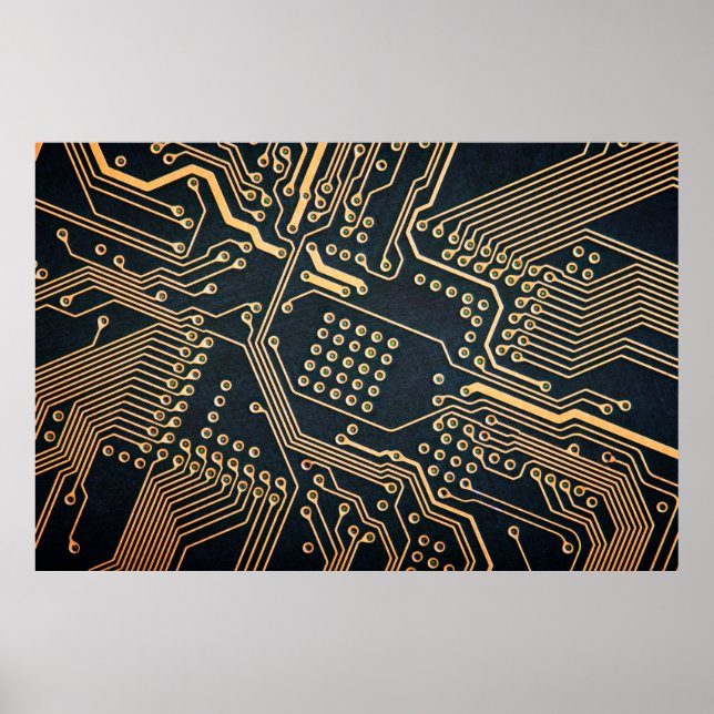 Electronic components, computer card close-up, dig poster (Front)