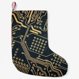 Electronic components, computer card close-up, dig small christmas stocking