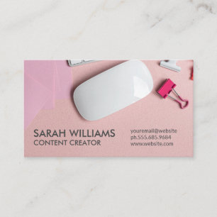 Electronic Desktop Workspace Pink Background Business Card