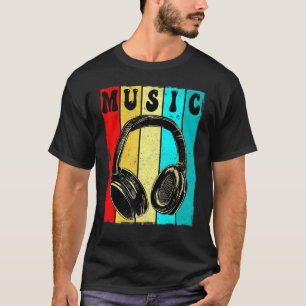 Electronic Music DJ Vintage Retro Headphones T-Shirt