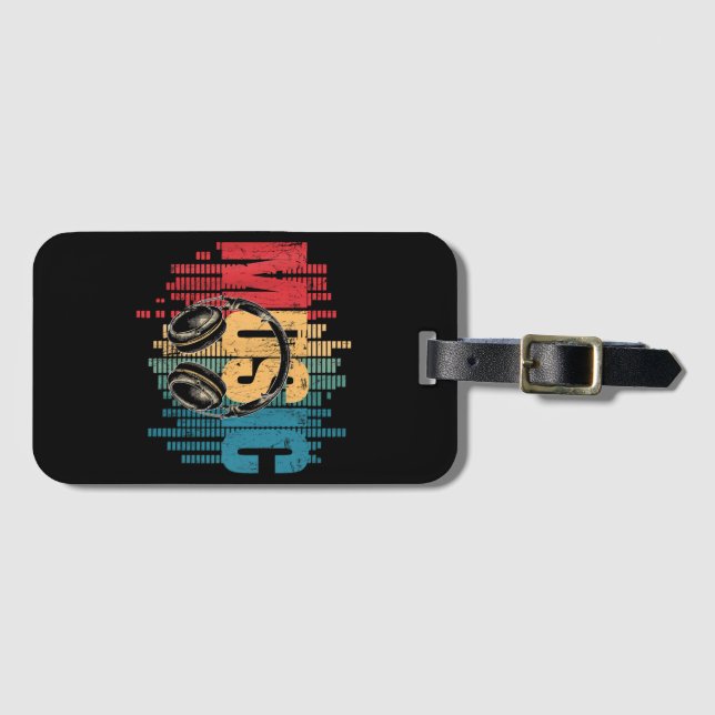Electronic Music Lover DJ Vintage Headphones Luggage Tag (Front Horizontal)