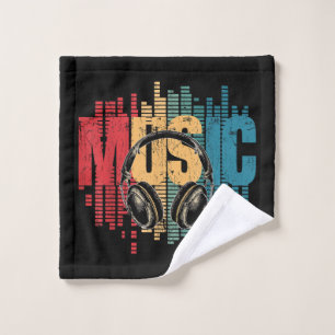 Electronic Music Lover DJ Vintage Headphones Wash Cloth