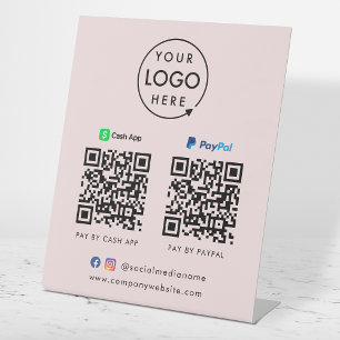 Electronic Payment Cash App Paypal Pink QR Code Pedestal Sign