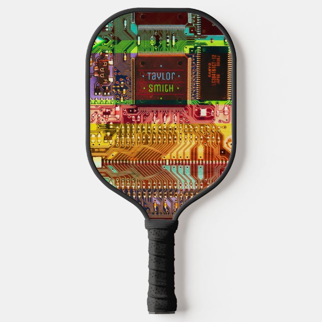    Electronic Printed Circuit Colourful Geek Custo Pickleball Paddle (Front)