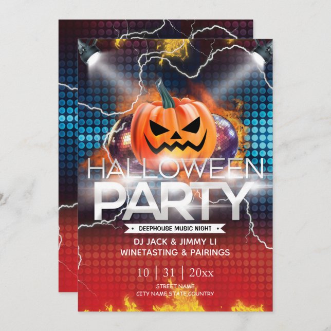 Electronic Thunder Halloween Party Invitation (Front/Back)