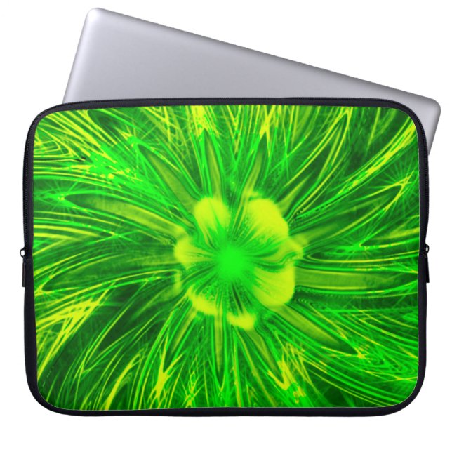 Electronics Bag Abstract Lines Green Flower (Front)