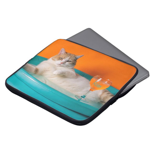 Electronics Bag bright bag with a cat lying  (Front Top)