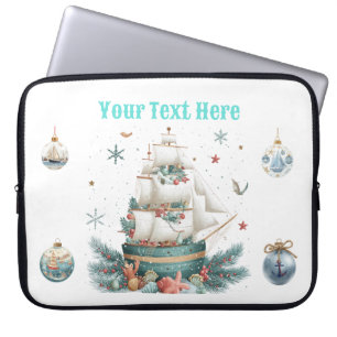 Electronics Bag-"Nautical Christmas Laptop Sleeve
